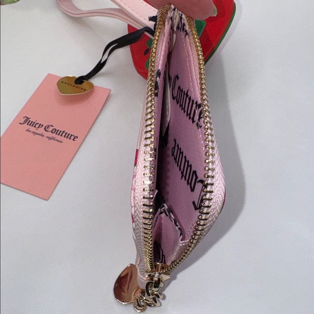 Juicy Couture Pink Strawberry Card Holder and Coin Purse Wristlet - Picture 3 of 4